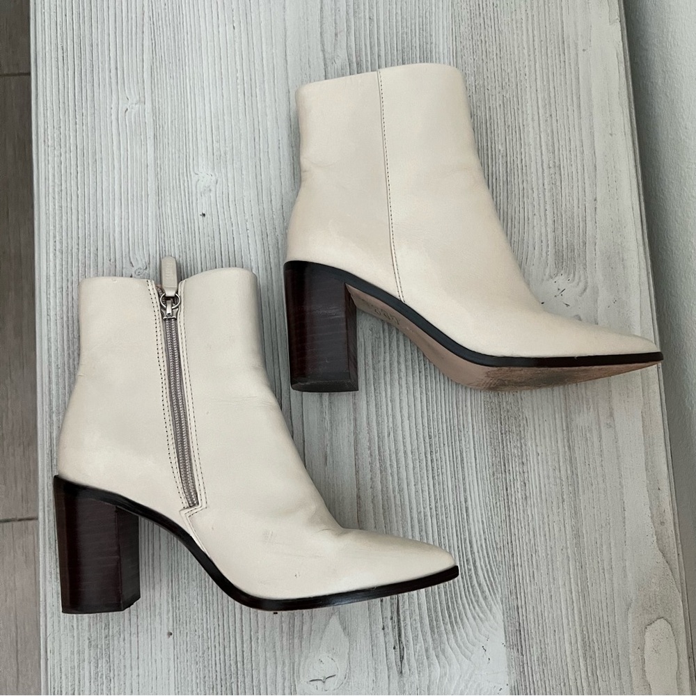 SCHUTZ Cream Heeled Ankle Boots